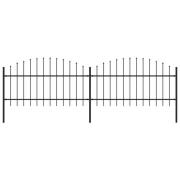 vidaXL Trädgårdsstaket med spjutspets stål 359x125 cm svart