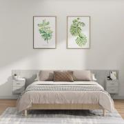 vidaXL Sänggavel med lådor betonggrå konstruerat trä