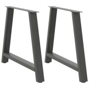 vidaXL Matbordsben A-formade 2 st antracit 90x(72-73) cm stål