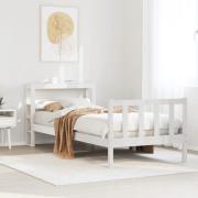 vidaXL Sängram utan madrass vit 90x200 cm massiv furu