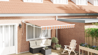 vidaXL Utfällbar markis flerfärgad 300x250 cm Tyg