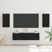vidaXL TV-bänkset Väggmonterad 4 pcs Svart ek Medium 30.5 x 30 x 60 cm