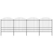 vidaXL Trädgårdsstaket med spjuttopp stål (1,75-2)x6,8 m svart
