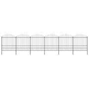 vidaXL Trädgårdsstaket med spjutstång stål 1070x200 cm svart