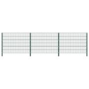 vidaXL Staketpanel med stolpar järn 522x120 cm grön