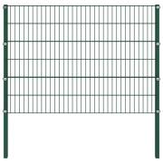 vidaXL Staketpanel med stolpar järn 176,5x120 cm grön