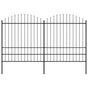 vidaXL Trädgårdsstaket med spjutstång stål 359x200 cm svart