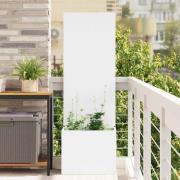 vidaXL Trädgårdsplanterare med dekorativ panel Vit 50 x 140 cm