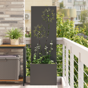 vidaXL Trädgårdsplanterare med dekorativ panel Svart 50 x 140 cm