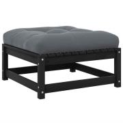 vidaXL Fotpall med dyna för trädgården svart massiv furu