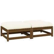 vidaXL Trädgårdspallar med dynor 2 delar honungsbrun massiv furu