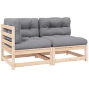 vidaXL Loungegrupp med dynor 2 delar massiv furu