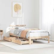 vidaXL Sängram med lådor 90x190 cm massiv furu