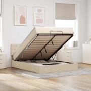 vidaXL Ottomansk säng med madrass och LED-lampor gräddvit 140x200 cm