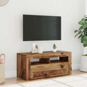 vidaXL TV-bänk med LED-lampor åldrat trä 90x35x40 cm konstruerat trä