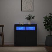 vidaXL Skänk med LED-belysning svart 80x35x75 cm