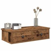 vidaXL Vägghylla med lådor åldrat trä 60x28x15 cm konstruerat trä
