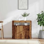 vidaXL Skänk med LED-belysning åldrat trä 80x35x75 cm konstruerat trä