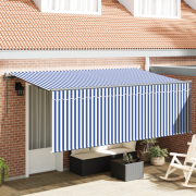 vidaXL Utfällbar markis Blå och Vit Antracit 400 x 200 cm