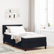 vidaXL Bäddfjäder med huvudgavel Svart 90 x 190 cm Tyg och skum