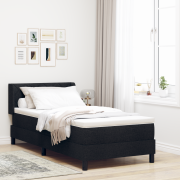 vidaXL Bäddfjäder med huvudgavel Svart 90 x 200 cm Tyg och skum