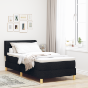 vidaXL Bäddfjäder med huvudgavel Svart och Vitt 90 x 190 cm tyg
