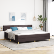 vidaXL Bäddfjäder med huvudgavel Mörkbrun och Vit 200 x 200 cm Tyg