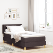 vidaXL Bäddfjäder med huvudgavel Mörkbrun och vit 90 x 200 cm tyg