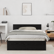 vidaXL Sängram med huvudgavel med huvudgavel Svart Ek 120 x 190 cm Trä