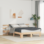 vidaXL Sängram med låda Brun 160 x 200 cm Massiv furu