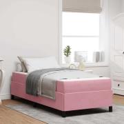 vidaXL Sängram med madrass Rosa 100 x 200 cm tyg