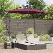 vidaXL Cantilever bananparasol med lås Vinröd 294 x 200 x 254 cm