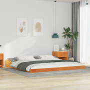 vidaXL Sängram Vaxbrun 200 x 220 cm Massiv furu