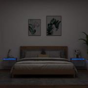vidaXL Väggmonterade sängbord med LED-lampor 2 st betonggrå