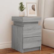 vidaXL Sängbord med LED-lampor grå sonoma 35x39x55 cm