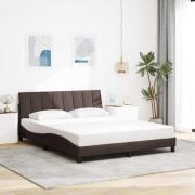 vidaXL Sängram utan madrass mörkbrun 160x200 cm tyg
