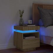 vidaXL Sängbord med LED-belysning sonoma-ek 40x39x48,5 cm