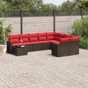 vidaXL Loungegrupp 10 delar med brun dynor konstrotting