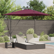 vidaXL Cantilever bananparasol med lås Vinröd 249 x 249 x 250 cm