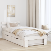 vidaXL Sängram med låda med huvudgavel med lagring Vit 100 x 200 cm Ma...