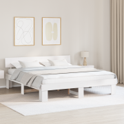 vidaXL Sängram med huvudgavel Vit 180 x 200 cm Massiv furu