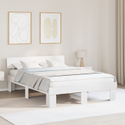 vidaXL Sängram med huvudgavel Vit 150 x 200 cm Massiv furu