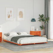 vidaXL Sängram Vaxbrun 160 x 200 cm Massiv furu
