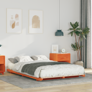 vidaXL Sängram Vaxbrun 135 x 190 cm Massiv furu