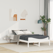vidaXL Sängram med sängbord Vit 120 x 200 cm Massiv furu