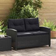 vidaXL Trädgårdssoffa 2-sits med dynor svart 124 cm konstrotting