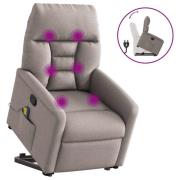 vidaXL Massagefåtölj med uppresningshjälp taupe tyg