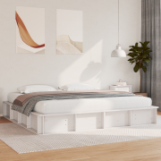vidaXL Sängram med lagring Vit 180 x 200 cm Trä och metall