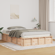 vidaXL Sängram med lagring Brun 140 x 190 cm Massiv furu