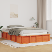 vidaXL Sängram Vaxbrun 135 x 190 cm Massivt furu och Massivt furu